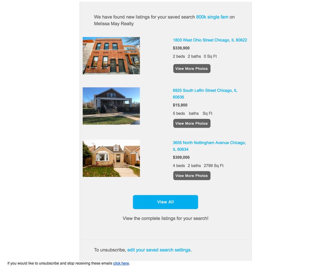 Old saved search email