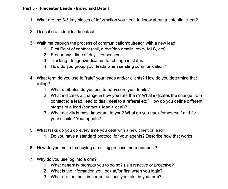 Leads interview qs